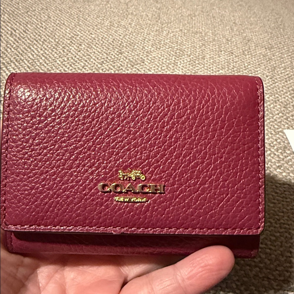 Coach Dark Pink Micro Leather Wallet NWT - Picture 5 of 8